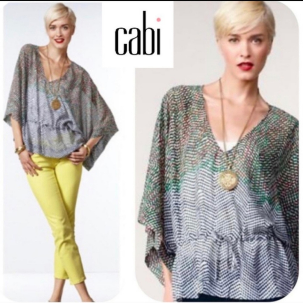 Cabi Arts Sheer Chiffon Tie Waist Blouse Style # 731 Size Small